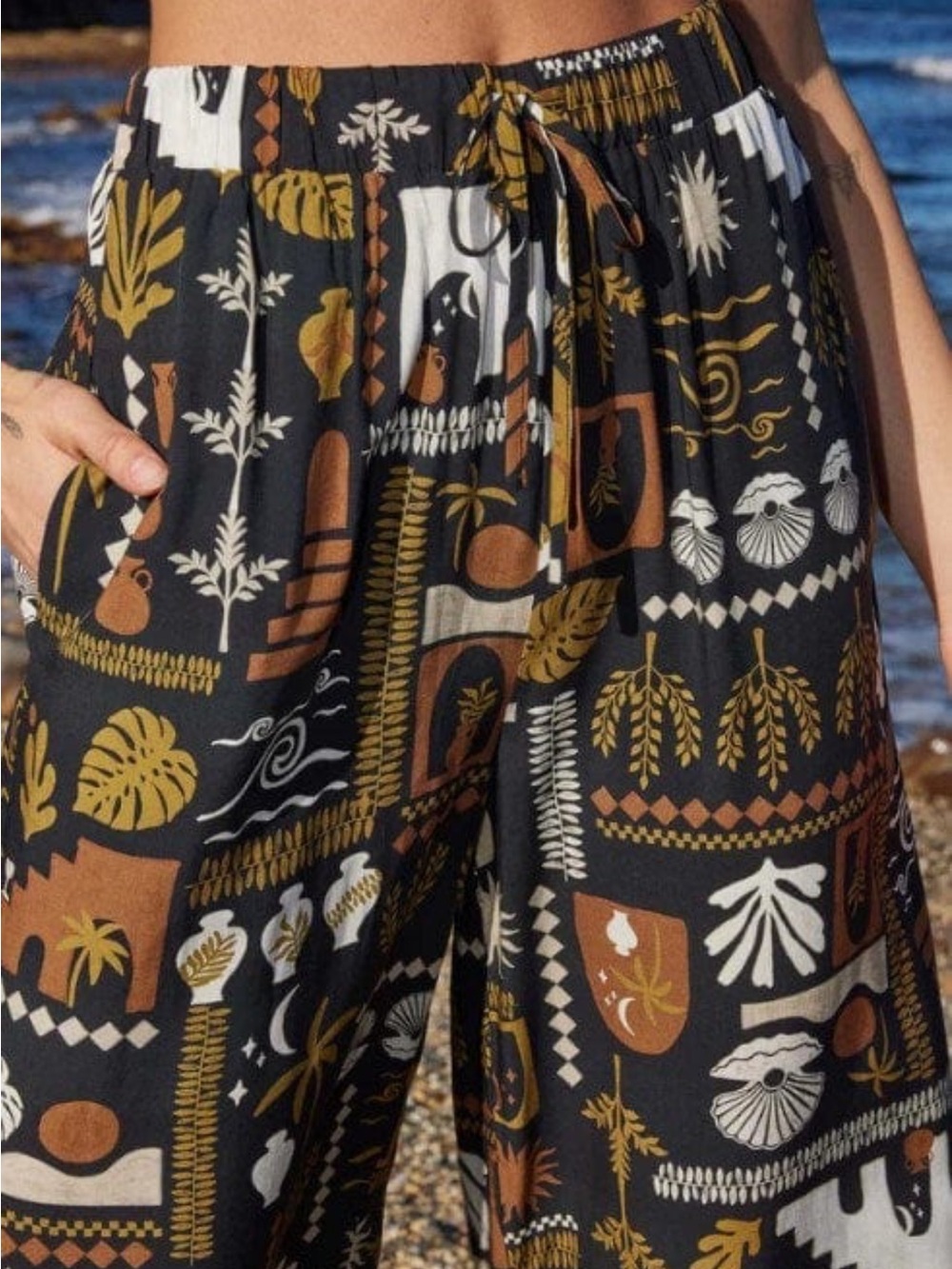 MINKPINK Makai Printed Wide Leg Boho Pants - Size XS
